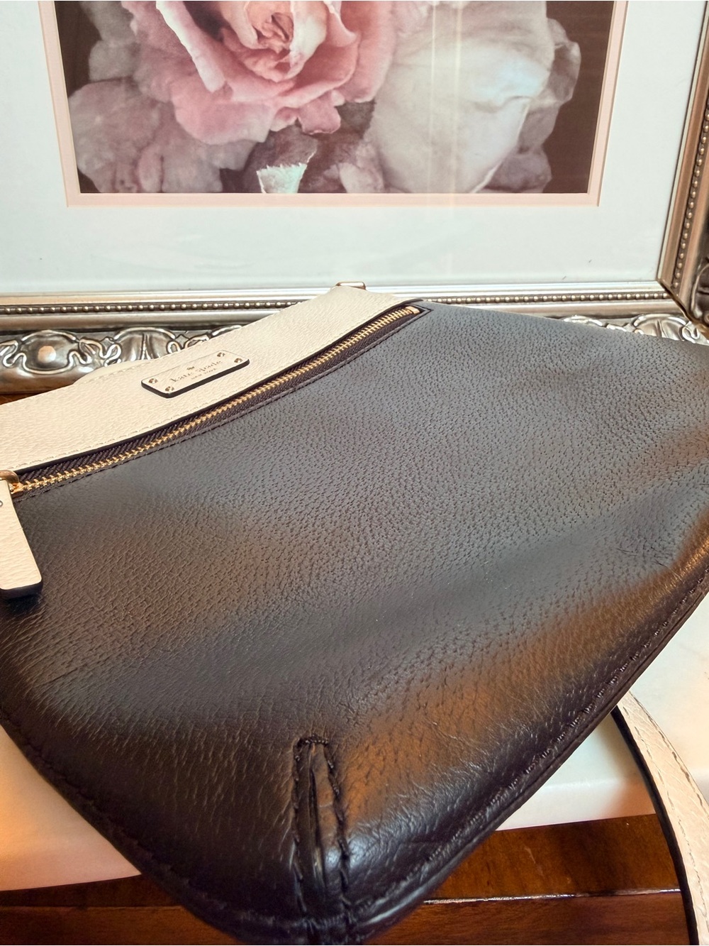 Kate Spade Grove Street Rima Leather Crossbody in Black & Cement w/Gold-Tone - Picture 7 of 16